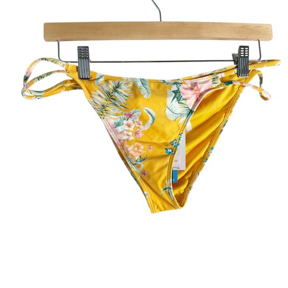 O’Neill Tulum Tropical Yellow Floral Print Cardiff Bikini Swimsuit Bottoms XL - Picture 3 of 8